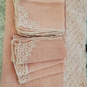 Elegant Pink Lace Table Linens